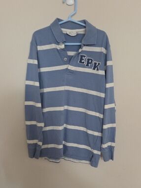 EPK Boys' Blue & White Striped Long-Sleeve Polo